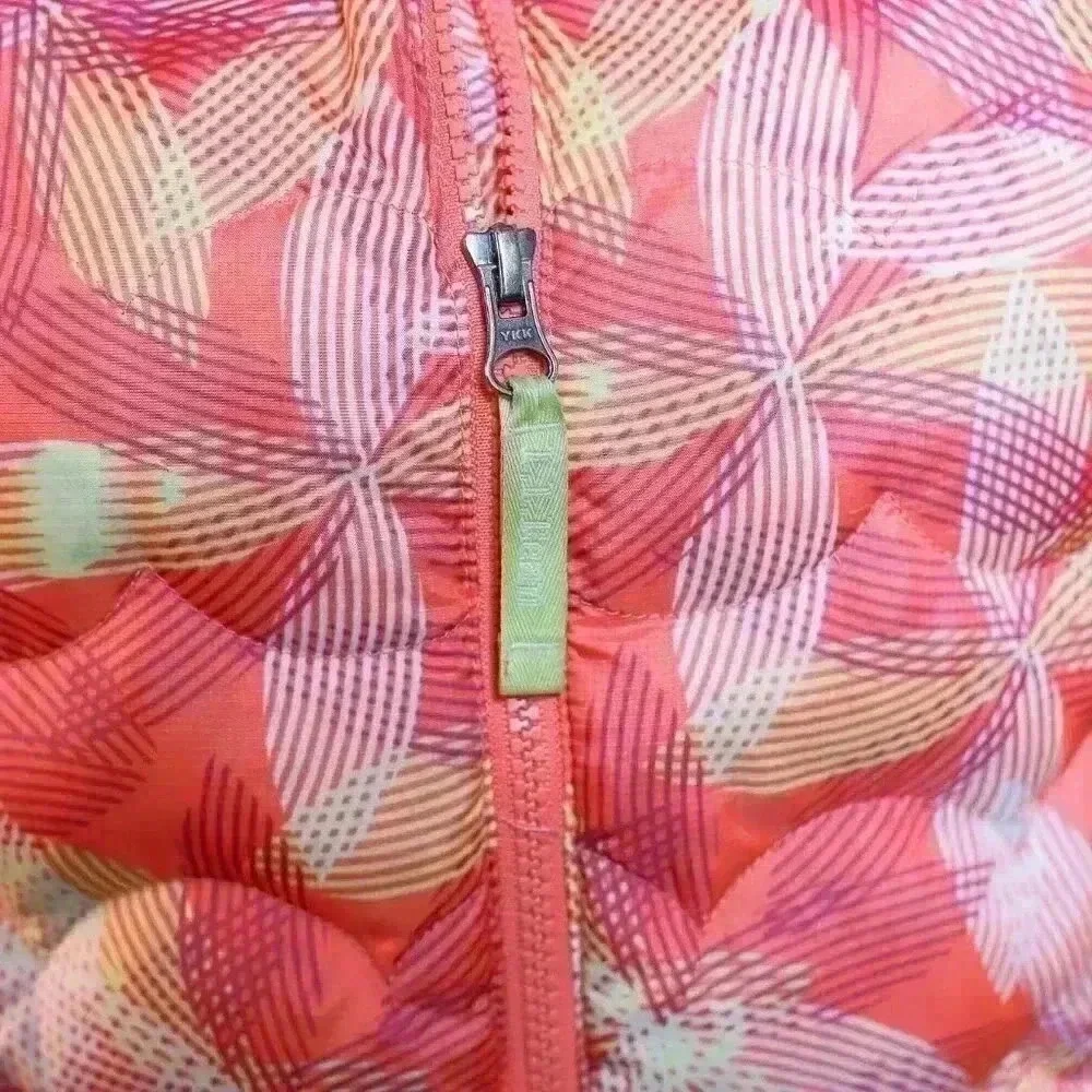 Child's LL Bean Down vest pink/yellow/graphic print size L (14 - 16) - Downtek
